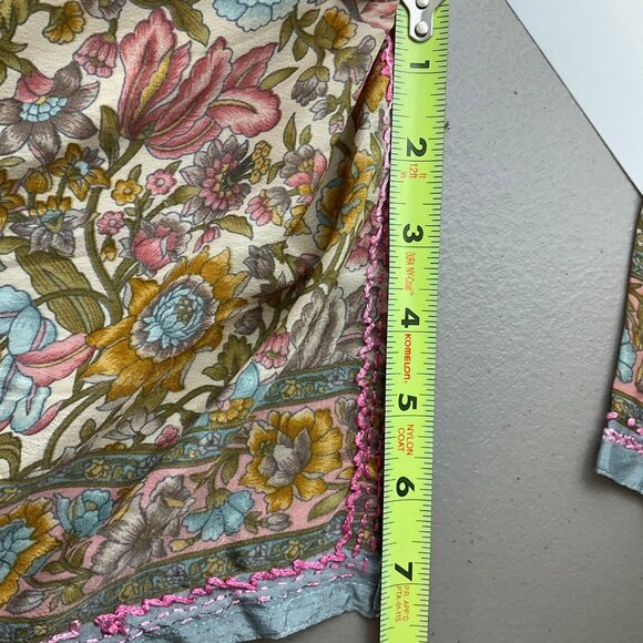 Dolma Medium Floral Pink Hand-Embroidered Tunic Top Lightweight Silk Bl Boho - Picture 13 of 14